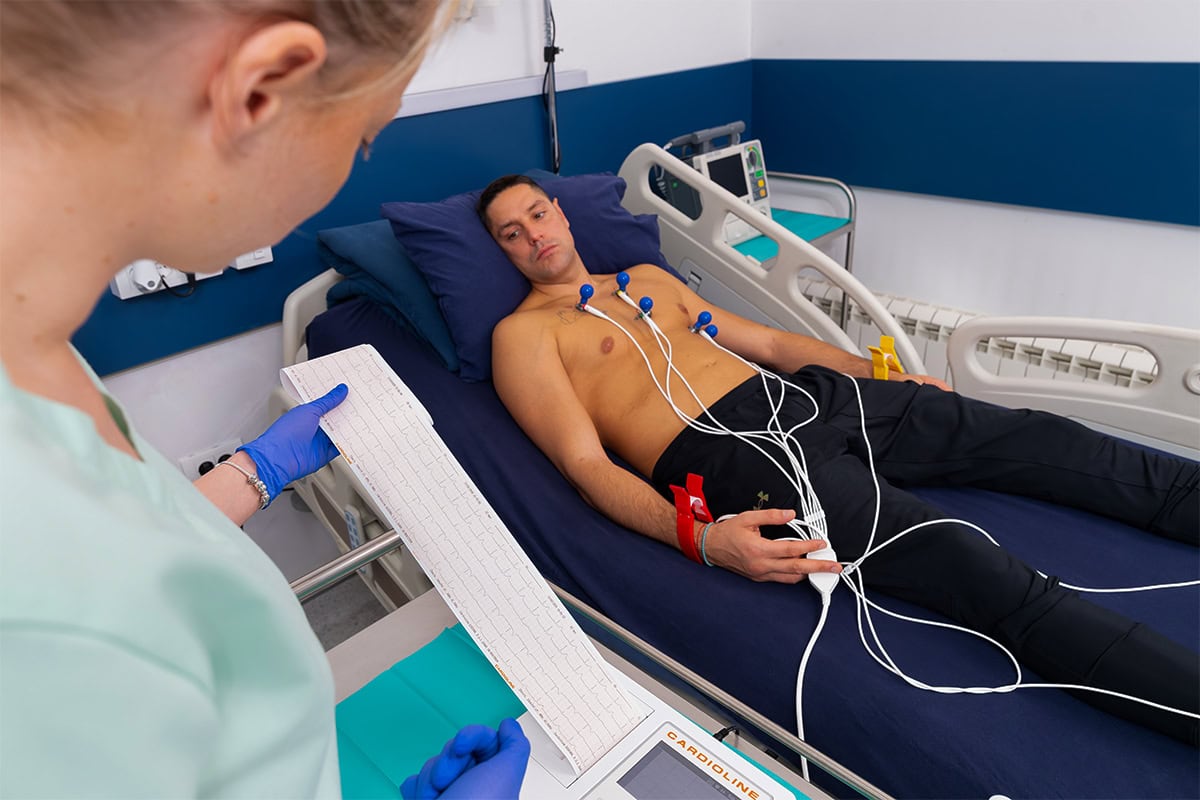ECG Monitoring ECG monitoring at MedTiM Hospital as part of medical assessment and patient care