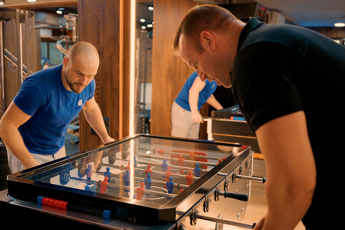 Table football in the patient recreation area at MedTiM Clinic